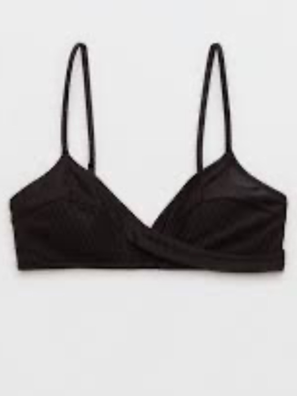 AERIE  Shine Rib Twist Scoop Bikini Top Pull On Adjustable Strap NWT Sz MD
